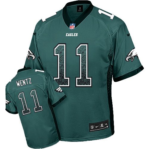 Nike Eagles #11 Carson Wentz Midnight Green Team Color Men's Stitched NFL Elite Drift Fashion Jersey - Click Image to Close